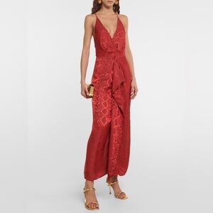 SIMKHAI Carmine Red Snake Print Strappy Maxi Dress Sz 2 NEW